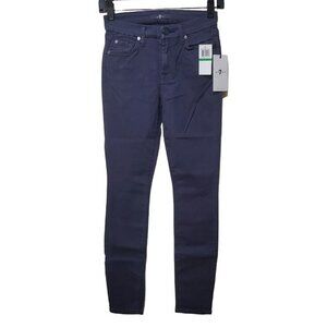 NWT 7 For All Mankind Mid Rise‎ Skinny Jeans Brushed Sateen Women's 24 Dark Gray